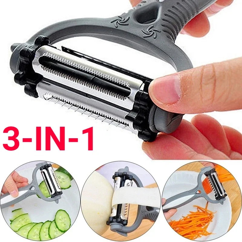 3-In-1 Stainless Steel Vegetable Peeler Household Multifunction Cucumber Carrot Fruit Cutter Melon Planer Kitchen Accessories