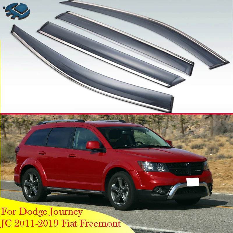 Plastic Exterior Visor Vent Shades Window Sun Rain Guard Deflector For Dodge Journey JC 2011-2019 Fiat Freemont