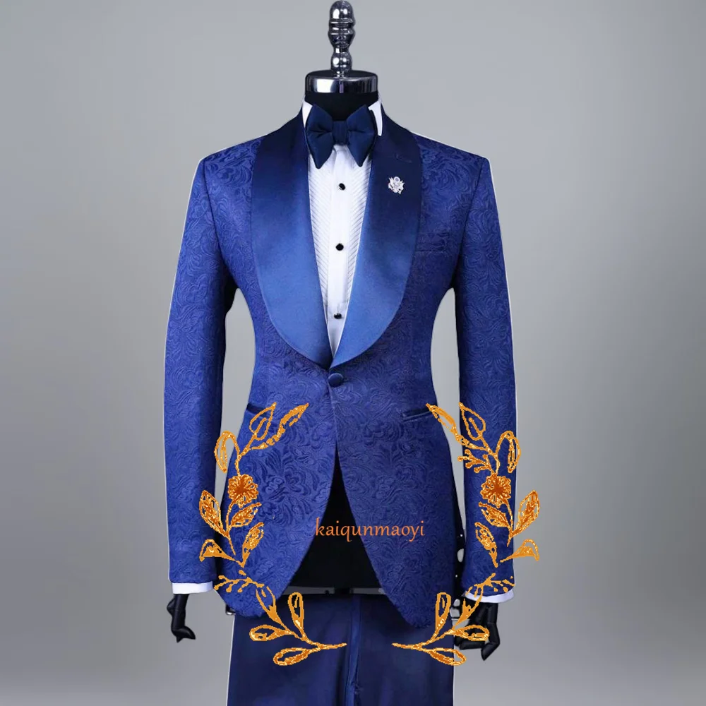 

Jacquard Men Suits 2 Pieces Suit for Men Slim Fit Groom Wedding Tuxedos Classic Costume Homme Men's Suits