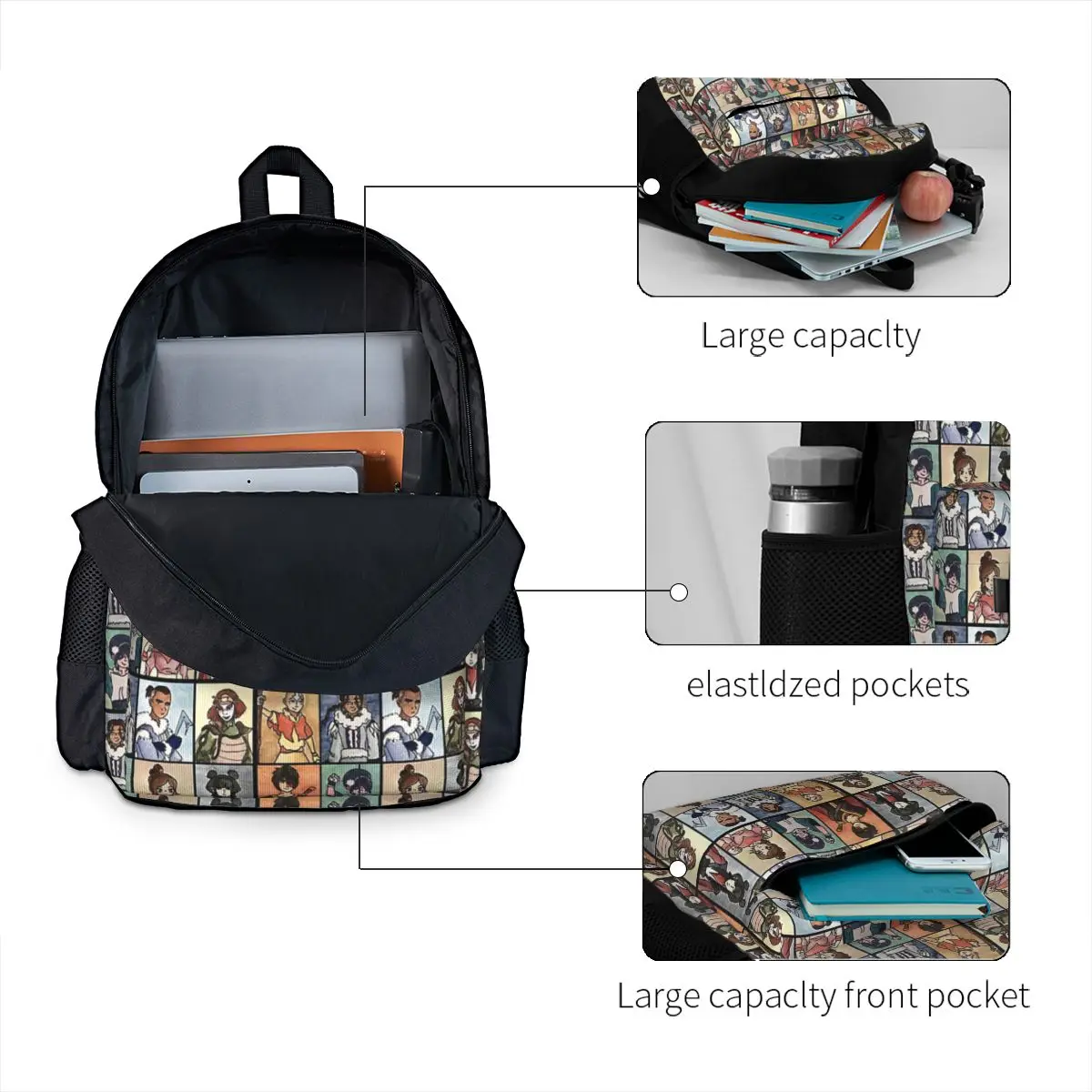 The Last Paintbender Team Avatar UlOscar Backpacks, Bookbag for Boys and Girls, Students School Rucksack, Travel Rucksack, Initiated Bag