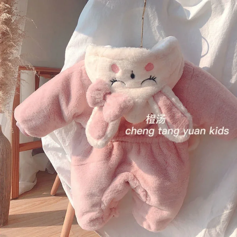 Baby jumpsuit thickened outdoor clothing winter clothing plush insulation cotton baby and children's clothing photography