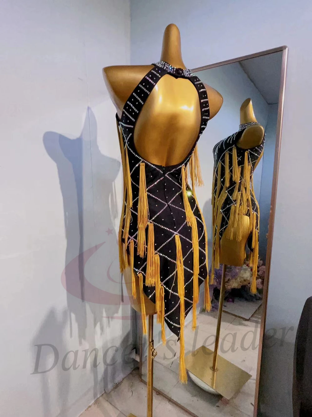 Vestido de dança latina adulto e infantil ab pedra high-end personalizado sem mangas borla vestido floral cha cha tango roupas femininas