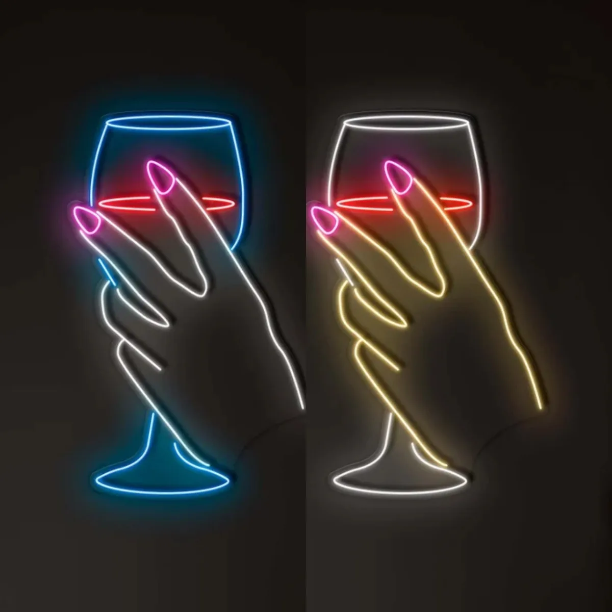 Wine Glass Neon Lights Holding Glass Logo Office Room Corridor Logoled Lights Night Lights Animation Signs KTV DecorativeSigns