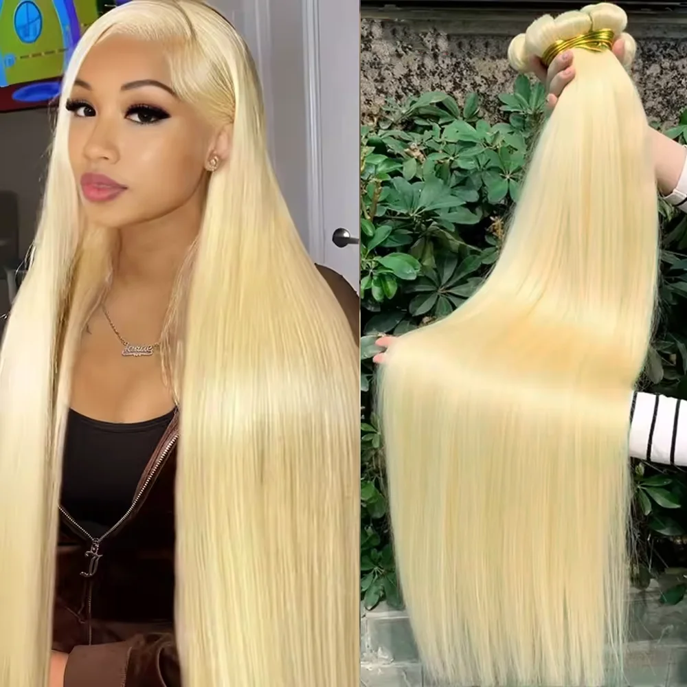 

10-40 Inch Bundles Brazilian Human Hair 613 12A Bone Straight Double Weft Hair Extensions Remy Human Hair Bundles 1/3/4 PCS