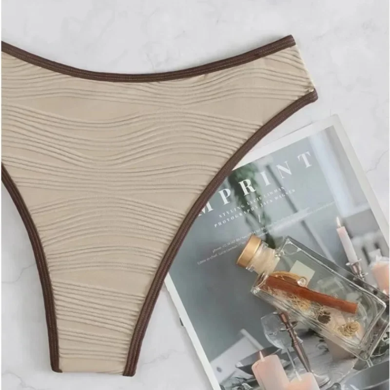 Bandeau Bikini Sexy Women Swimsuit 2025 New Light Brown Black Thong Bikinis Set Swimwear Summer Biquini Bathing Suit Beach Wear