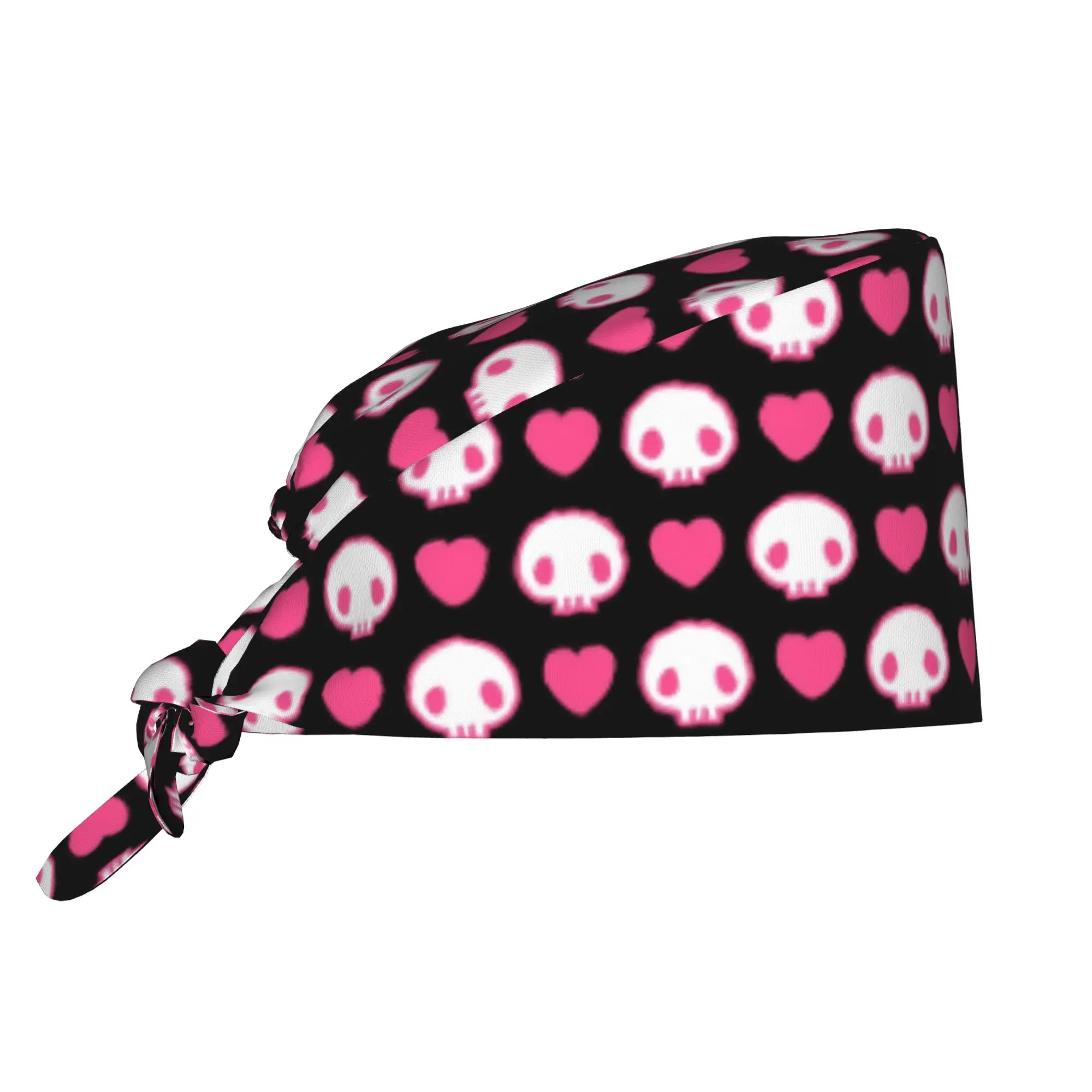 Horror Skeleton Skull  Breathable Scrub Hat Surgical Scrub Caps Unisex Nurse Medical Cap  Work Scrubs Hat for Hospital Pharmacy