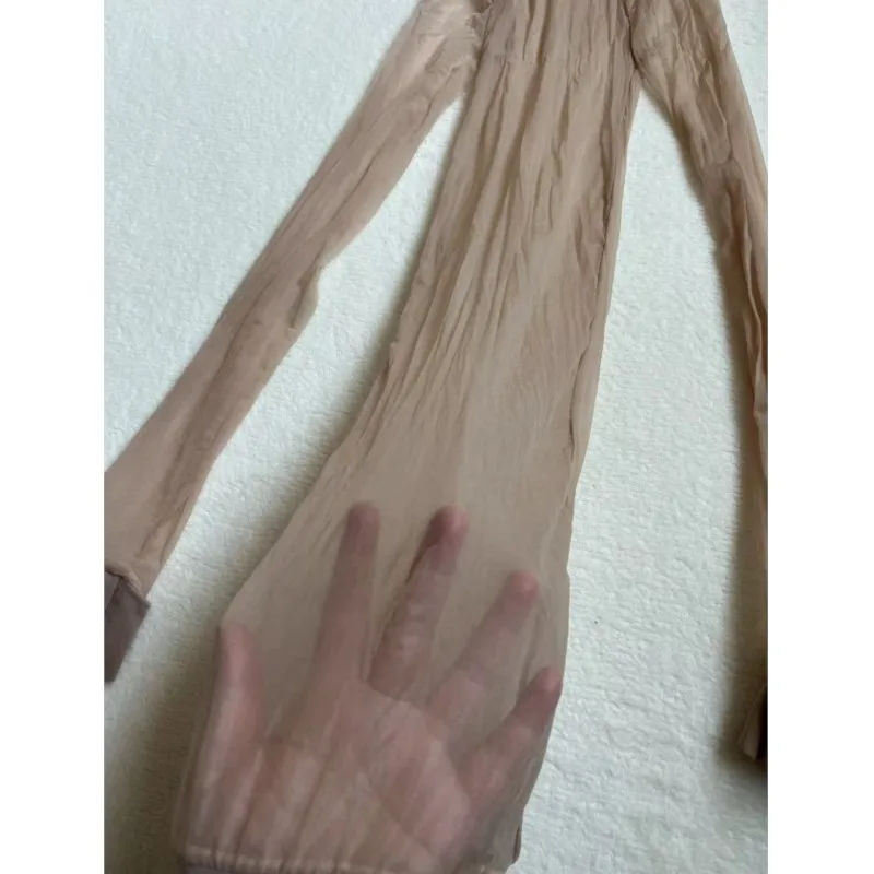 Transparent Smooth Sexy Bodystockings Stretch Seamless Lingerie Dress Long Sleeve Tight Bodycon Sheer Pencil Skirt Nightwear - view 5