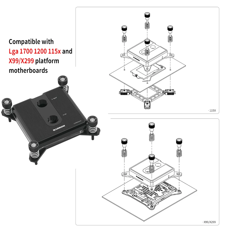 كتلة تبريد سائل مبرد المياه لوحدة المعالجة المركزية من Barrow لـ LGA115X 1200 1700 AM5 PC مبنى تبريد المياه للألعاب، LTCP03-04I/LTCP03A-04N #6