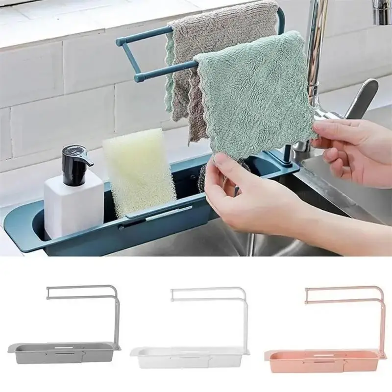 New Kitchen Home Telescopic Sink Rack Holder Storage Drain Basket Home Dish Drainer Washing Sink Drying Rack Kitchen Accessory