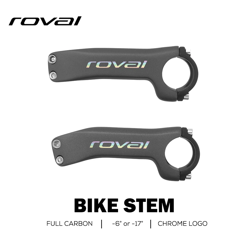 Chrome Logo Full Carbon + Aluminum Cap Road Mountain Bike Stems Angle -6 Degree/ -17degree Carbon Stem Handlebar 31.8x70-130mm