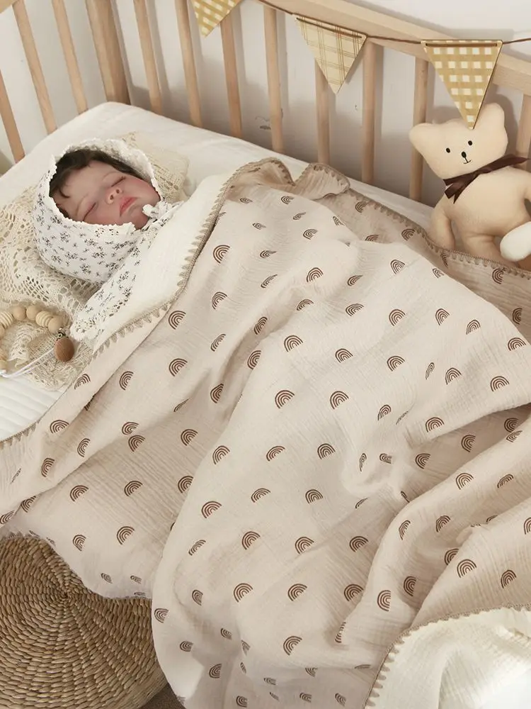 Baby Blankets for Beds 4 Layer Cotton Swaddle Muslin Blanket Bedding Linen Babies Accessories Newborn Bath Towel Mother Kids