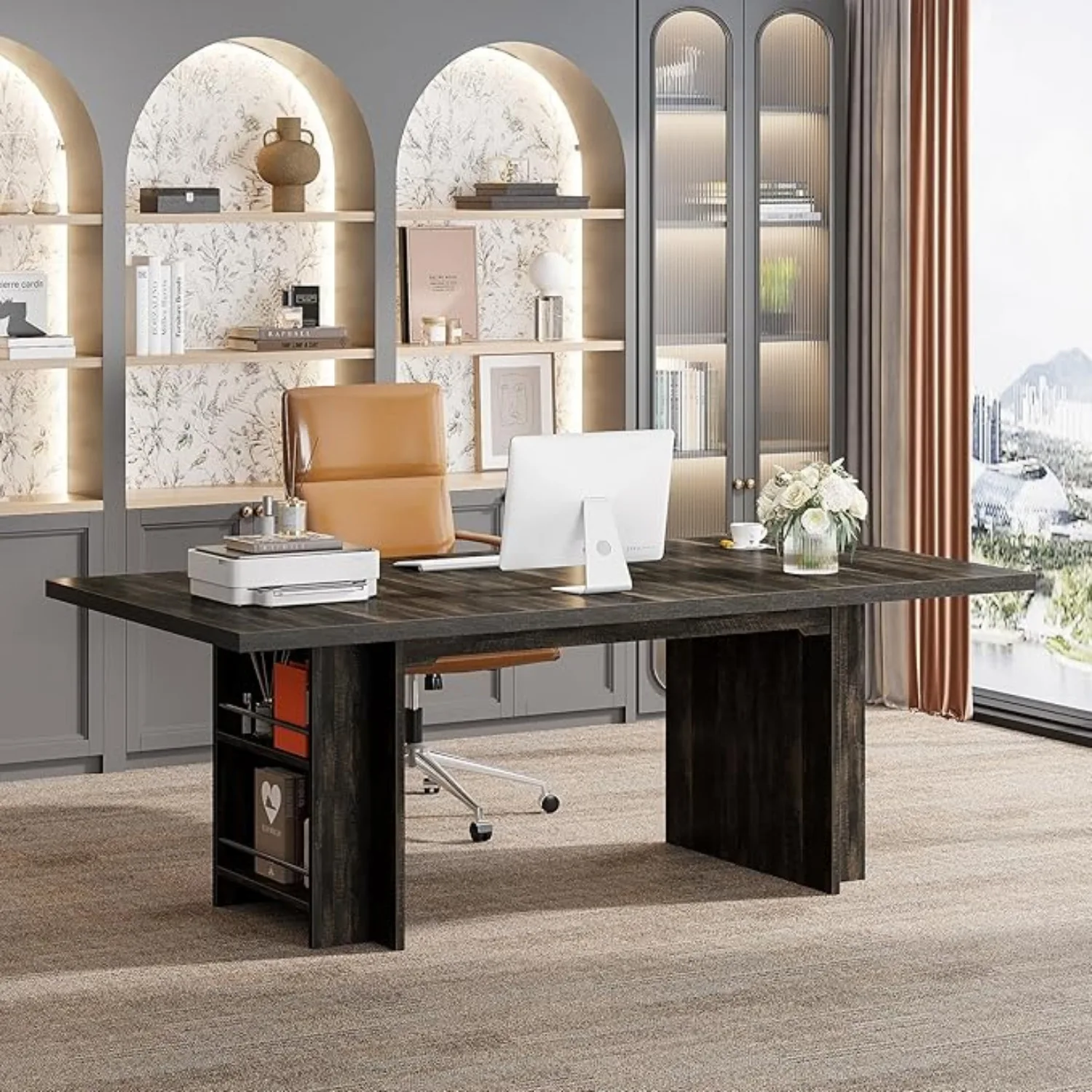 مكتب كمبيوتر، طاولة كمبيوتر حديثة، طاولة مكتبية، طاولة عمل، طاولة طعام مع مساحة تخزين للمكتب المنزلي، مكاتب، طاولة مؤتمرات #5