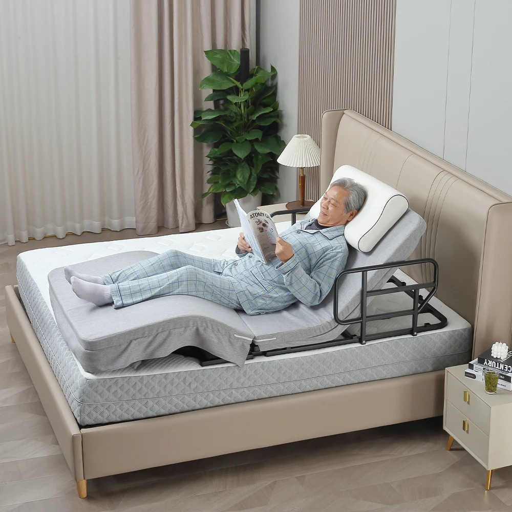 Electric Adjustable Backrest, Metal Elderly Bed Rest Support, 130x65cm Auxiliary Lifter, Homecare Nursing Backrest
