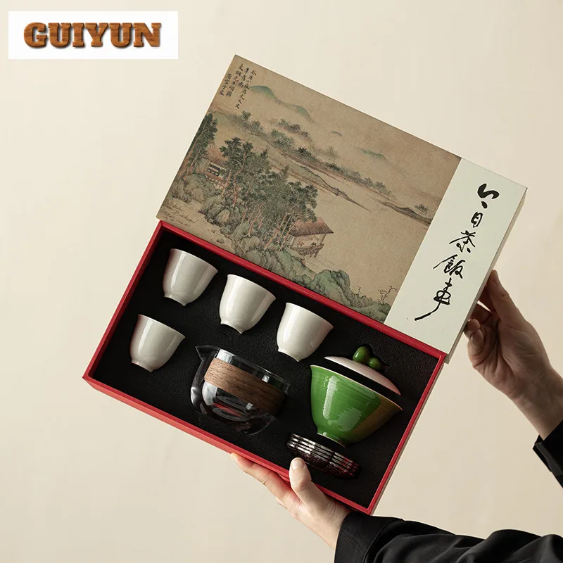 

Чайный сервиз с растительным яснем Good Fortune, полный набор, креативный набор для чайной церемонии, чайник и набор чайных чашек, принадлежности для ча, украшение