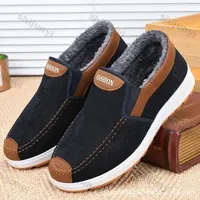 2025 Winter Men Short Plush Warm Shoes Indoor Loafer Casual Suede New Suede Fur Black Cotton Platform Shoes Flats Platform Shoes