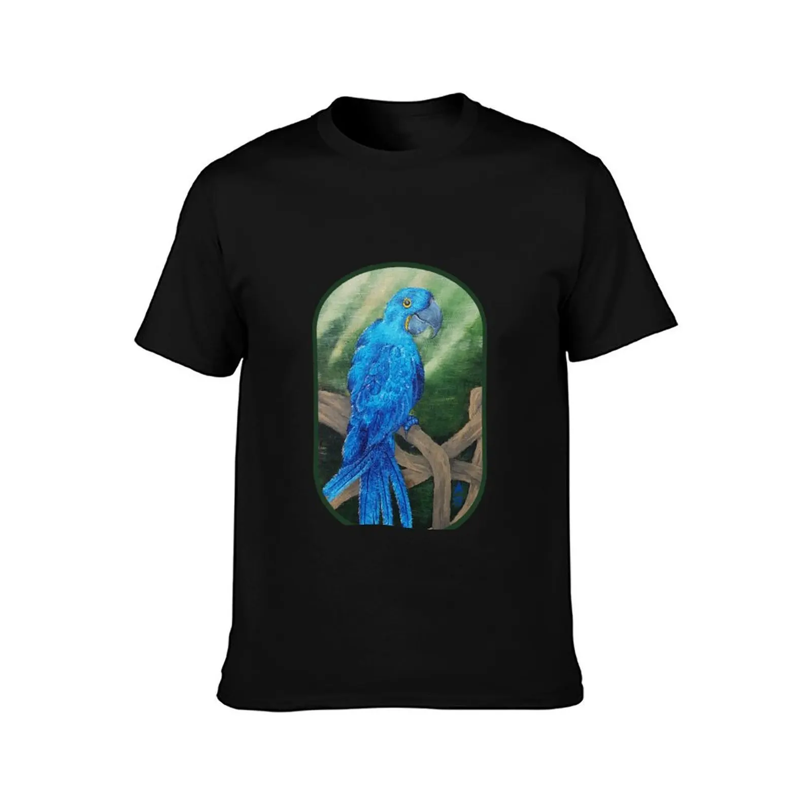 Hyacinth macaw T-Shirt Summer Casual Cotton Tee Oversized Streetwear Tops Vintage Graphic Print Loose Fit Short Sleeve