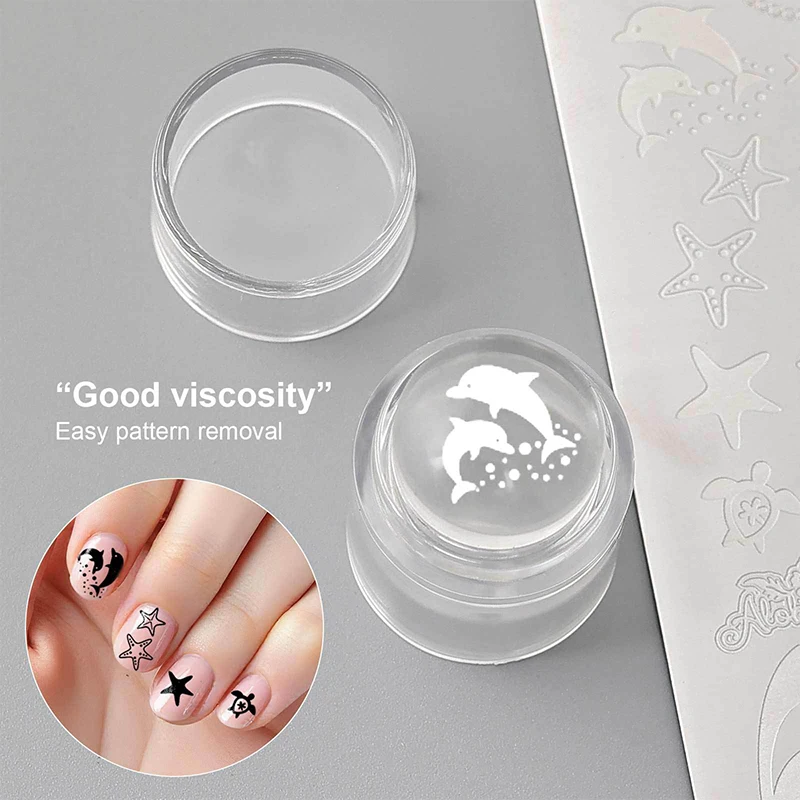 【Paix】 Mini joint en Silicone à tête unique effaçable, outil de transfert de plaque d'acier pour ongles, gelée d'estampage avec grattoir, moule à ongles à pointe française