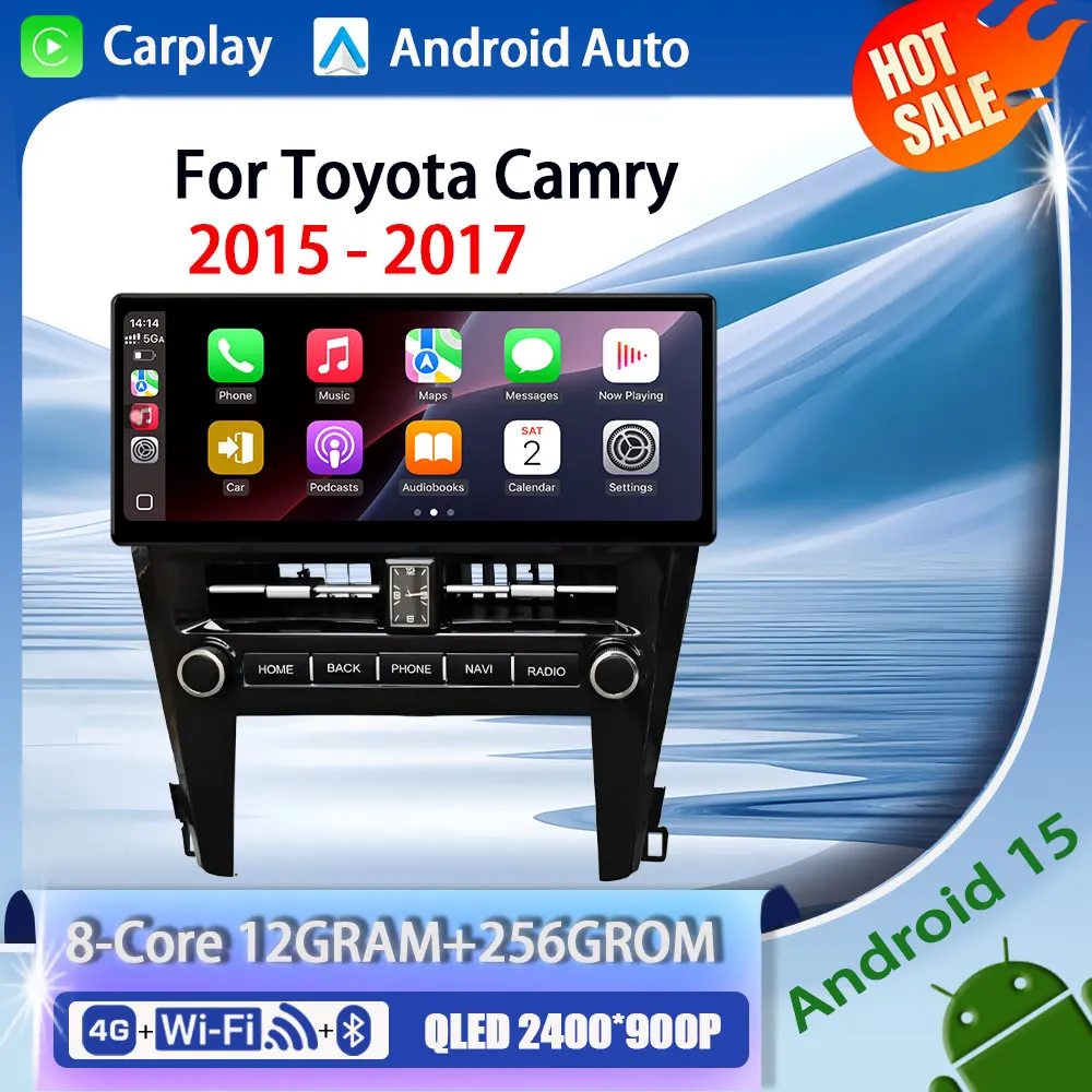 

12.3 inch Car Radio for Toyota Camry 2015 - 2017 Multimedia Player Audio Video GPS Navi Stereo Split Screen WiFi 4G BT CarPlay