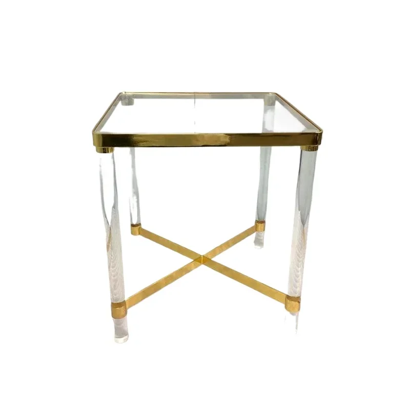 

Modern light luxury square acrylic edge tab le, villa/model room/hotel high-end coff ee tab le