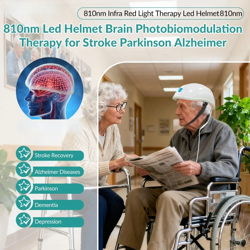 2026 New Near Infrared Light Brain Therapy Helmet 810nm 488 Diodes NIR PBM for Brain Injury Stroke Recovery Depression Anxiety