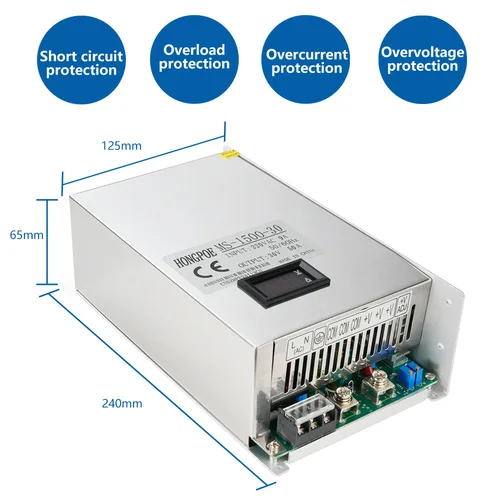 Imagen 2 del producto Fuente de alimentación conmutada ajustable con pantalla Digital de 1500W 0-12V 24V 48V 60V 72V 110V 150V 200V 110/220V AC/DC salida única SMPS