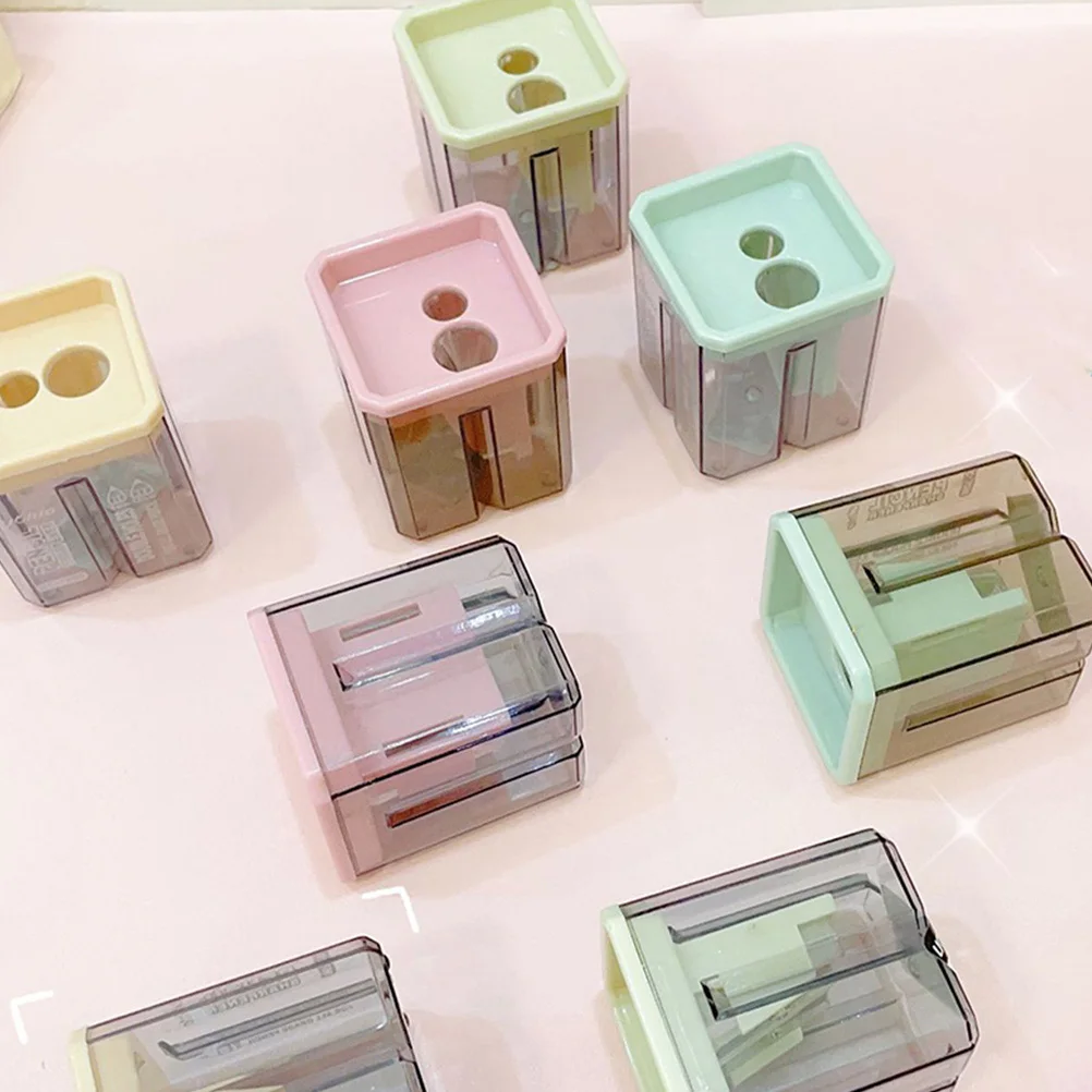 8 Pcs Compact Manual Pencil Sharpeners saving Portable Kids ABS Reliable Transparent Case Sturdy Long lasting