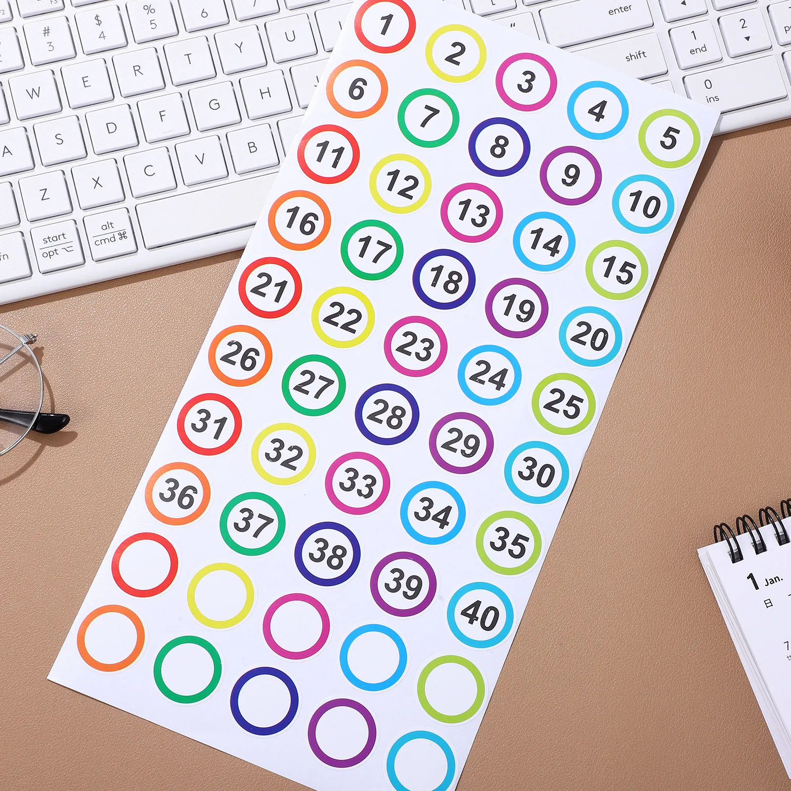 

50 Sheets Number Stickers 1-40 Clear Bold Font Self-Adhesive Identification Labels for File Sorting Labeling and Categorization