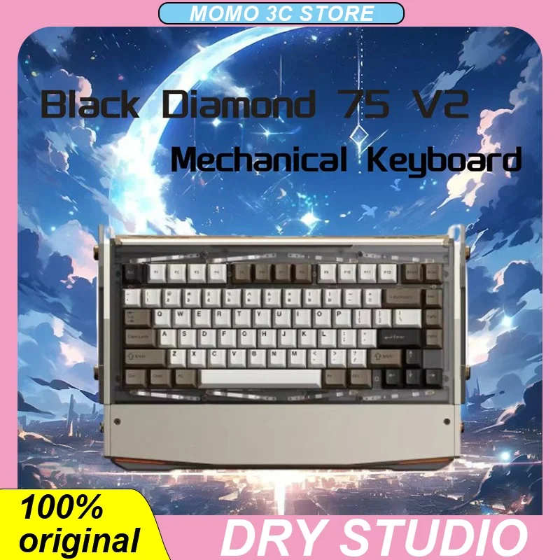 DRY STUDIO BlackDiamond 75 V2 Mechanical Keyboard 2.4G Tri-mode Wireless 81 Keys Aluminium Alloy RGB E-sport Gaming Keyboards PC