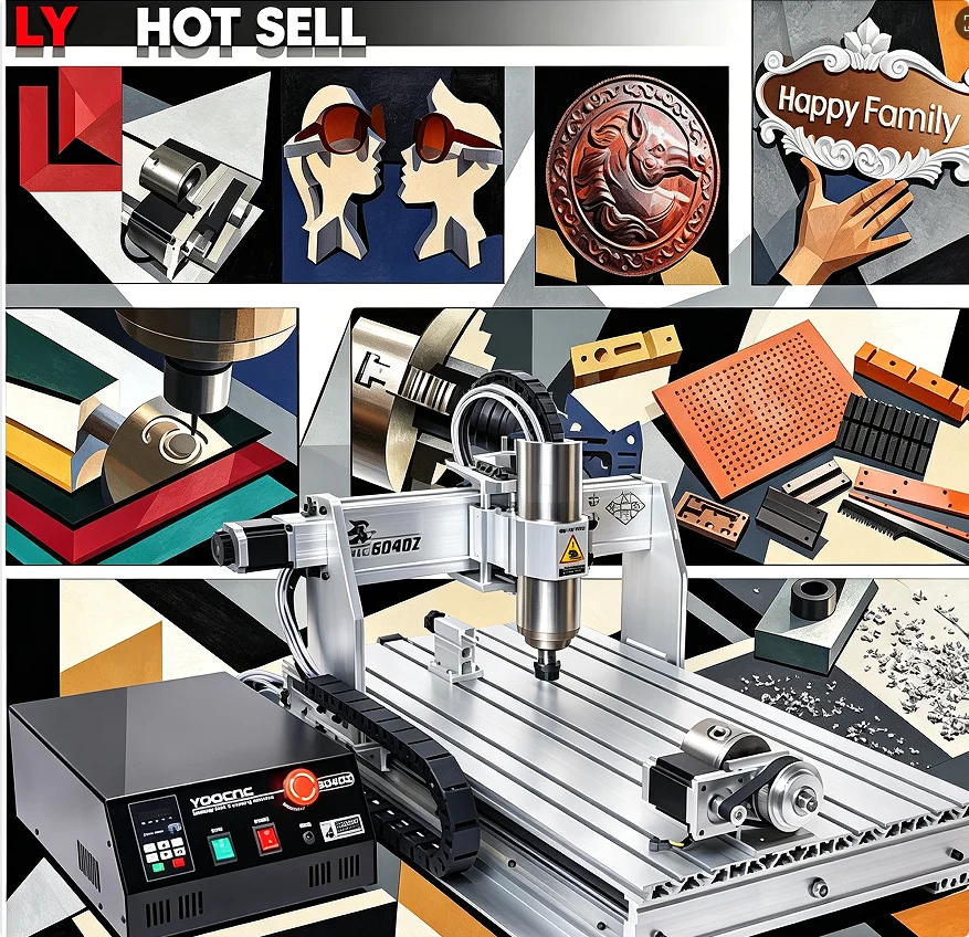 LY 6040Z 2200W Desktop Engraving Machine DIY 1500W Spindle 4axis Cutting Milling Printer for PVC Aluminum Woodworking USB Port