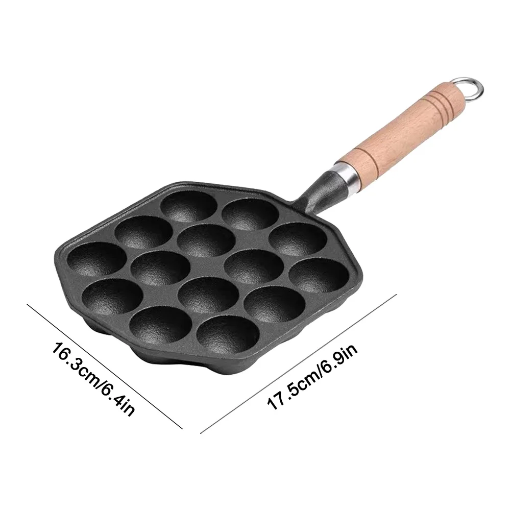 14 Holes Cast Iron Takoyaki Grill Pan Nonstick Frying Pan Octopus Ball Maker Plate Cooking Baking Forms Mold Camping Cookware