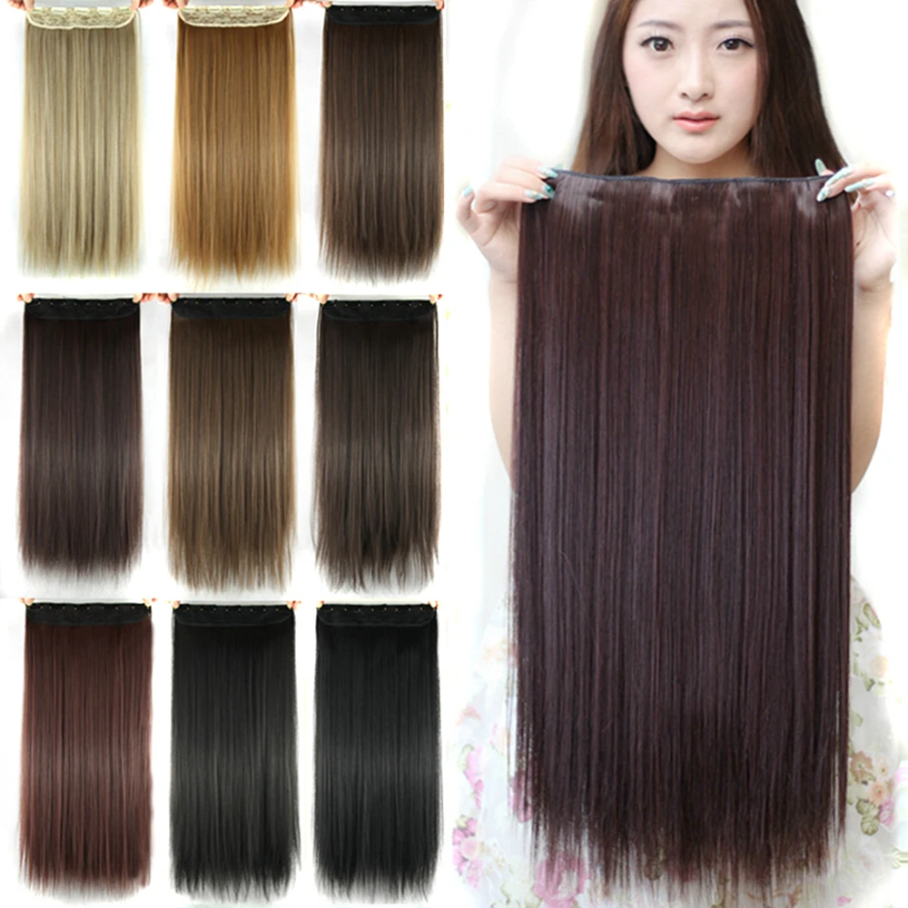 Straight Long Clip In Hair Extension Hairpins Fake Hair Strands One Piece Natural Hair Pins and Clips