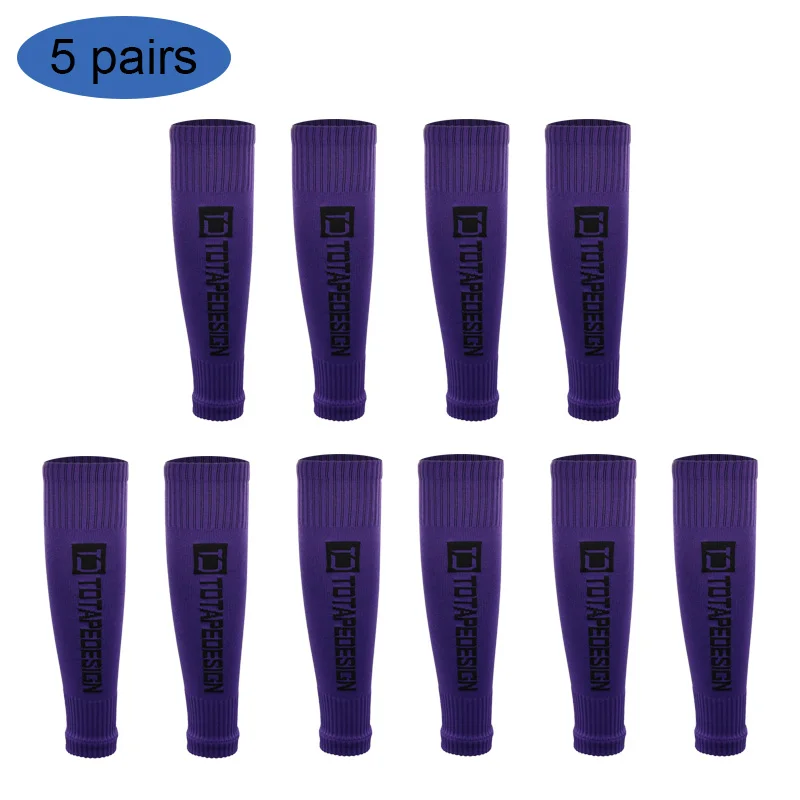 5 pairs New Football Socks Shin Pads Leg Cover Men Women Grip Cutsocks