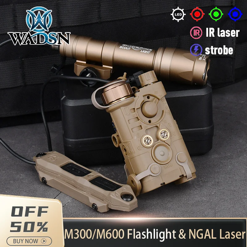 

WADSN Tactic NGAL Red Green Laser Sight IR Pointer Strobe LED Flashlight M300 M600 Outdoor Hunting Torch 20mm Rail