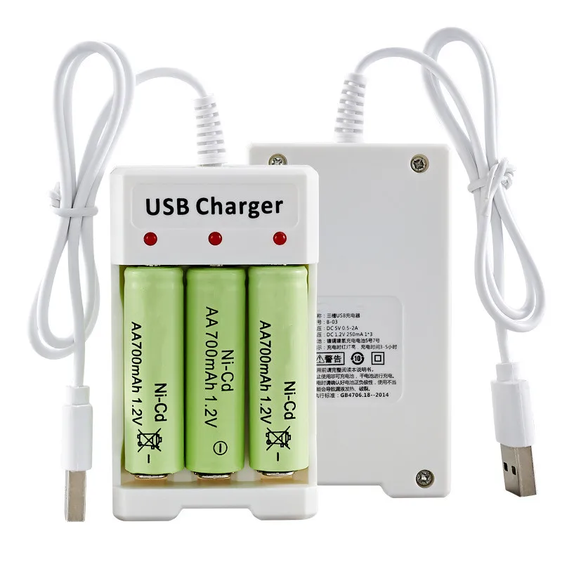 

3/4 Slots USB Fast Charging Battery Charger Short Circuit Protection AAA and AA Rechargeable Battery Station HighQuality