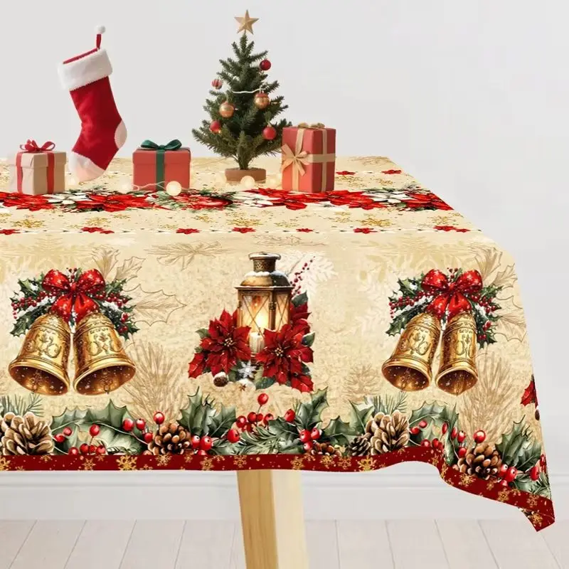 VIKAMA Fall Tablecloth Pumpkin Maple Leaf Print Rectangular Table Cover For Dining Room Kitchen Thanksgiving Decor