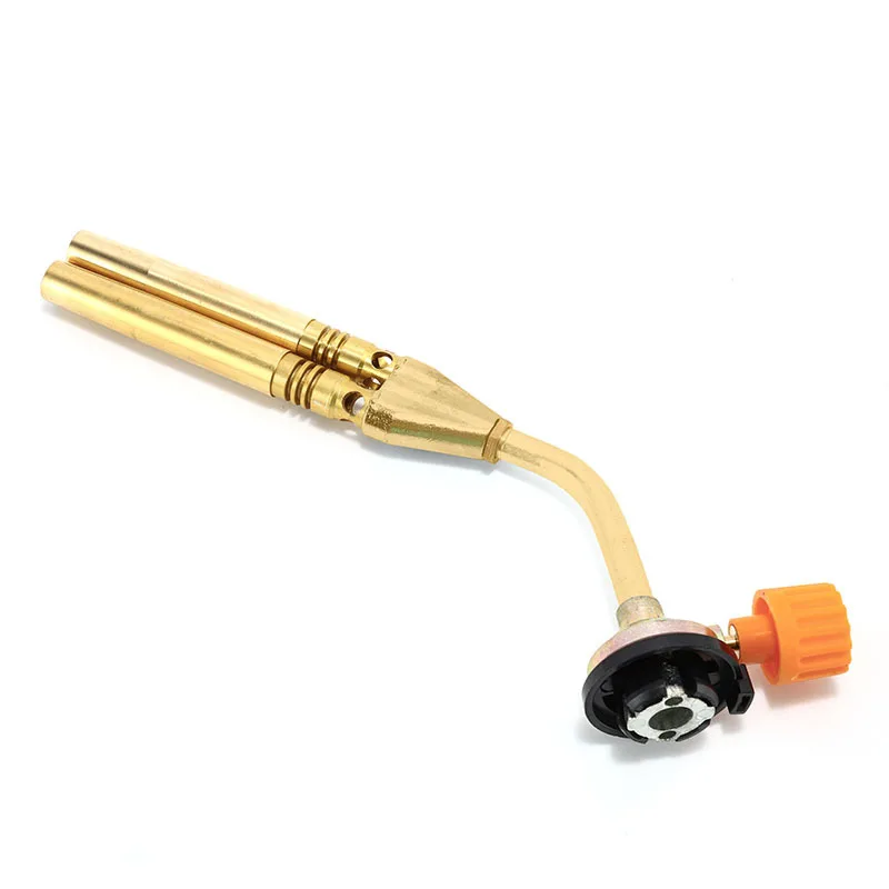 Copper Flame Gas Burner Maker Torch Gas Torch Flame Gun Double Nozzle For Outdoor Camping Picnic BBQ Welding Equipment