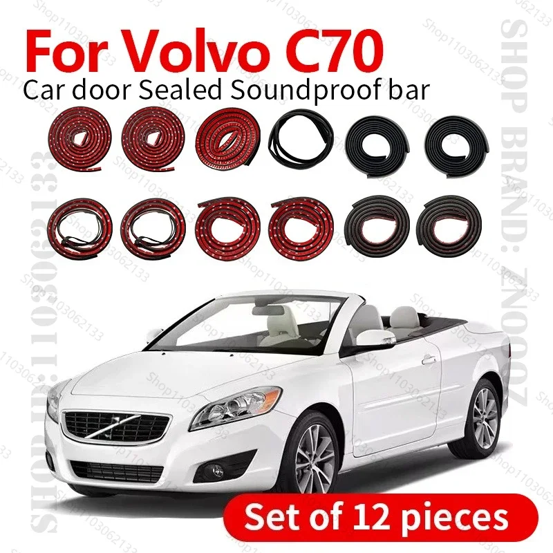 

For 1997-2013 Volvo C70 Car Door Seal Strip Rubber Double Layer Sealing Protector Soundproof Dustproof Seal Strip 12PCS Set