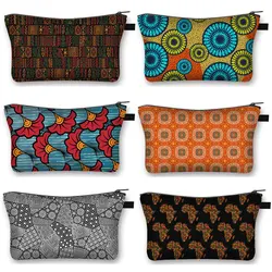 Afro Tribal Ethic Pattern Cosmetic Case African Women Makeup Organizer Bag Africa Ladies Toiletry Bag Lady Sanitary Napkin Bags