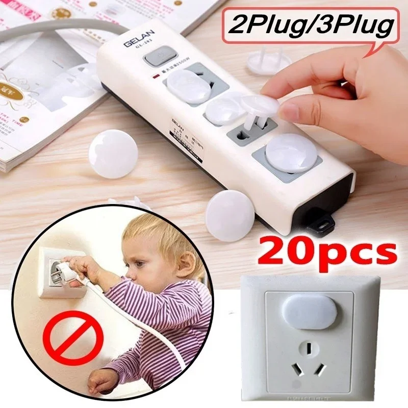 20Pcs Power Socket Electrical Outlet Plug Baby Kids Child Safety Guard Protection Anti Electric Shock Plugs Protector Cover A+