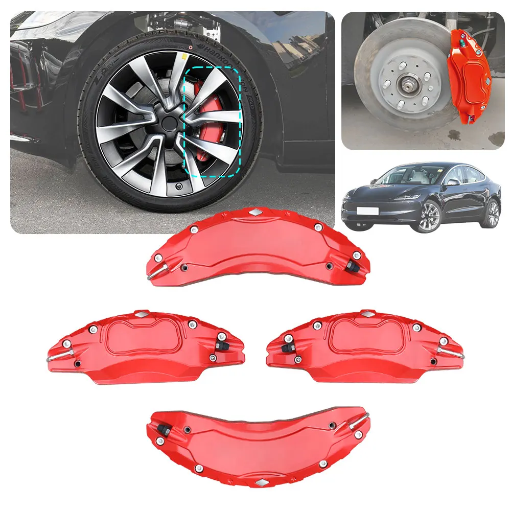 

Car Caliper Cover Aluminium Alloy Disc Brake Caliper Guard Replacement For Tesla Model 3 Highland 2024 2025 2026
