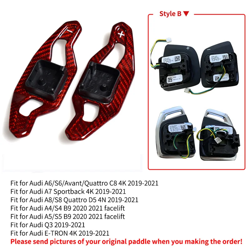 Shift Paddle For Audi A3 A4 S4 A5 A6 S6 RS6 C7 C8 A7 S7 RS7 Q2 Q3 Q5 Q7 TT TTRS R8 Carbon Fiber Steering Wheel Paddle Shifter image 3