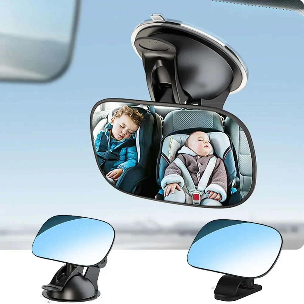 2Pcs Car Rearview Mirror Wide View Safety Mirror For Windshield Infant Seats Clear Reflection 360 Degree Rotatable Adjustable
