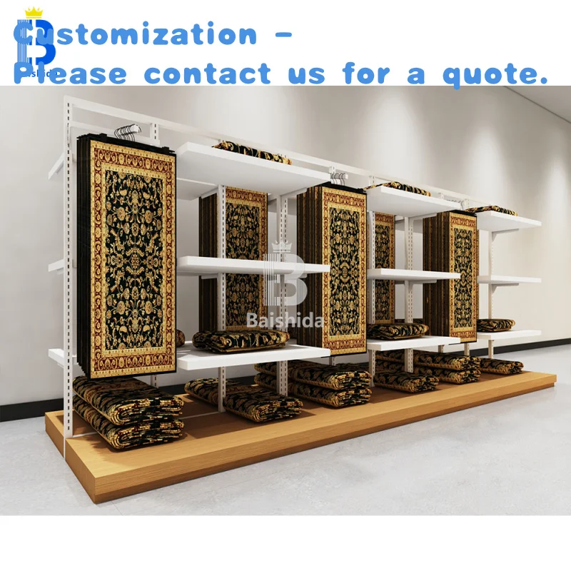 

custom.Custom Designed Iron Spray Wood Floor Showcase Supermarket Lifestytle Blanket Display Rack Grocery Store Carpet Shelf