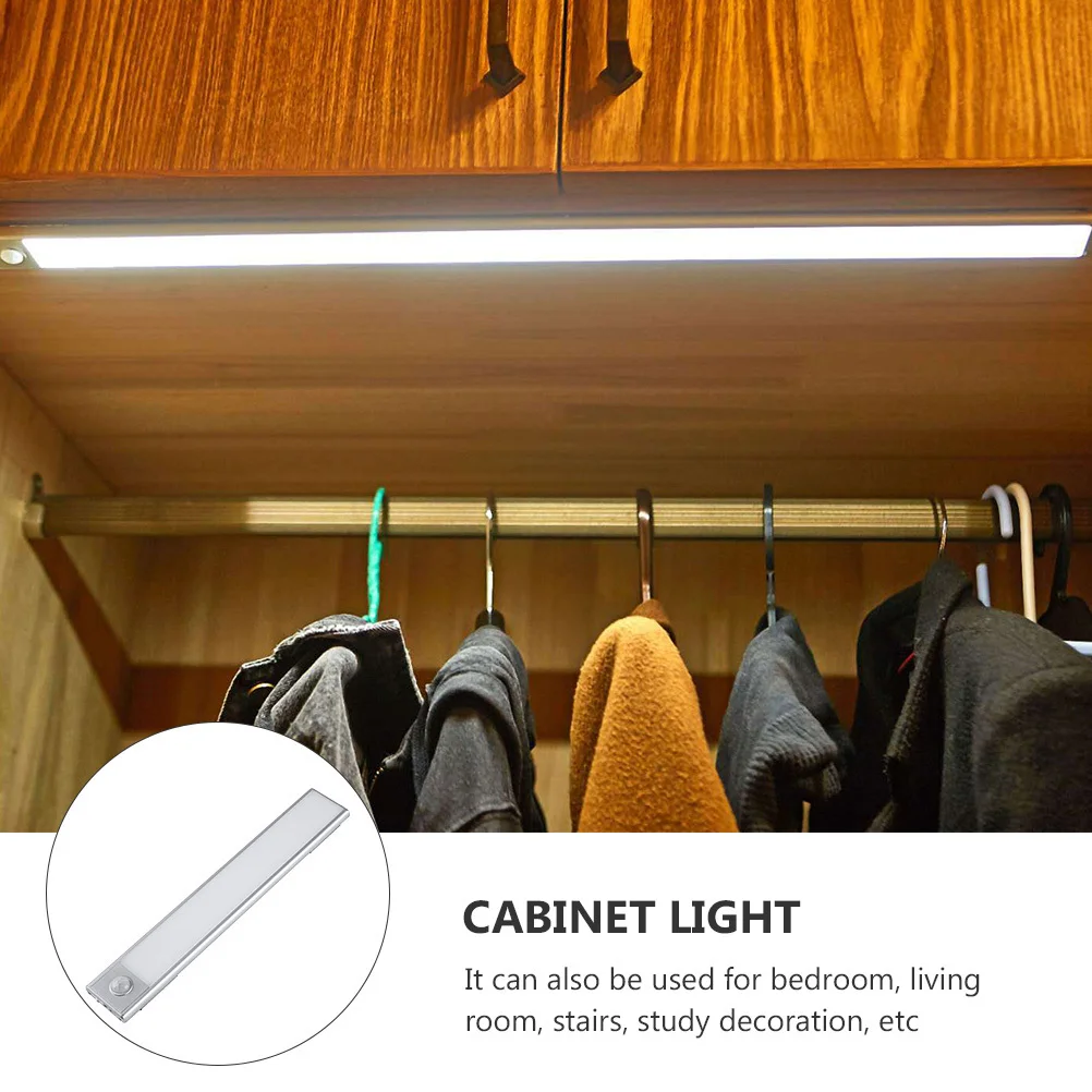 

1pc Body Sensing Night Light For Wardrobe Cabinet Bedroom Stairs Study Ultrathin Auto On Off Strip Wall Lamp Small Night Light