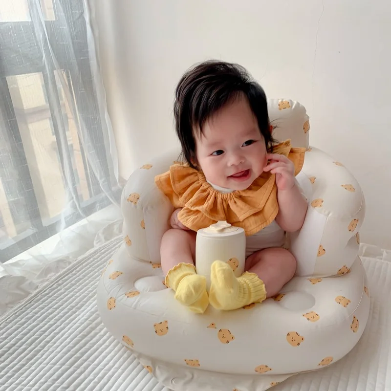 Ins Baby Inflatable Sofa Seat Children\'s Bath Inflatable Cushion Portable Baby Seat Cushion Carry Out Storage Baby Learning Seat