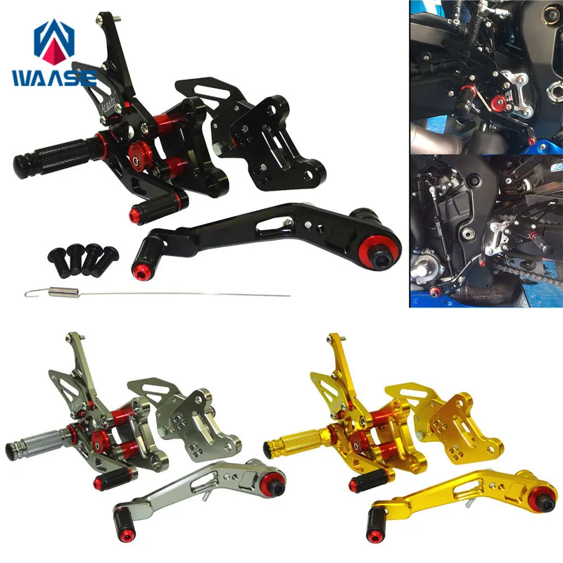 waase For Suzuki GSXR1000 GSX-R 1000 2017 2018 2019 2020 2021 2022 Adjustable Rider Rear Sets Rearset Footrest Foot Rest Pegs