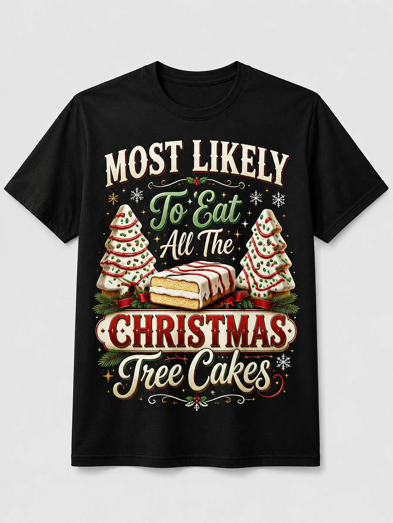 Unisex Basic Short Sleeve Top Family Christmas 2026 Holly Festive Light Letter Graphic Print Party Shirts