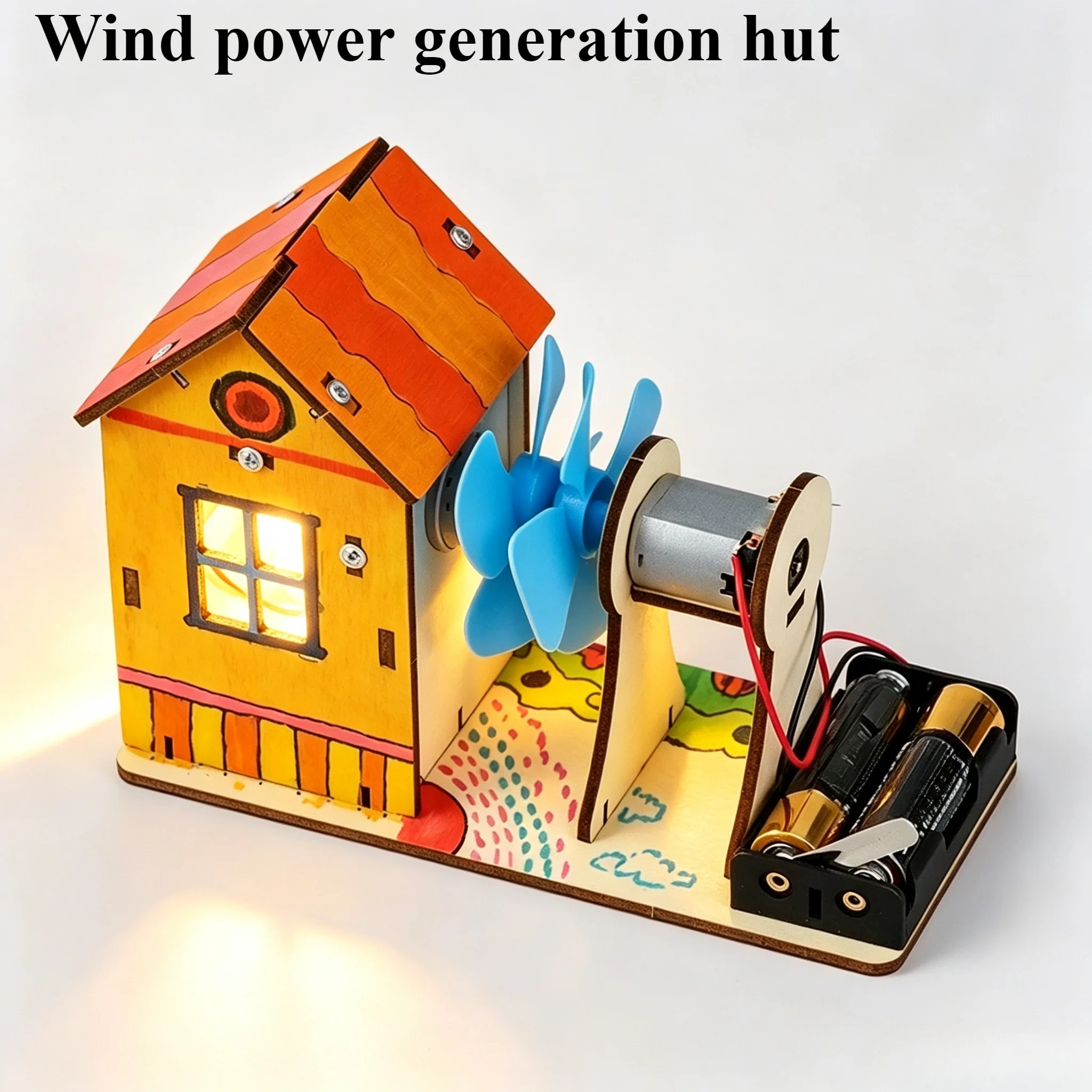 Wind Power Generation Hut Model, Diy Hand-Assembled Model, Diy 3D Jigsaw Puzzle, Educational Toy, Festival Gift