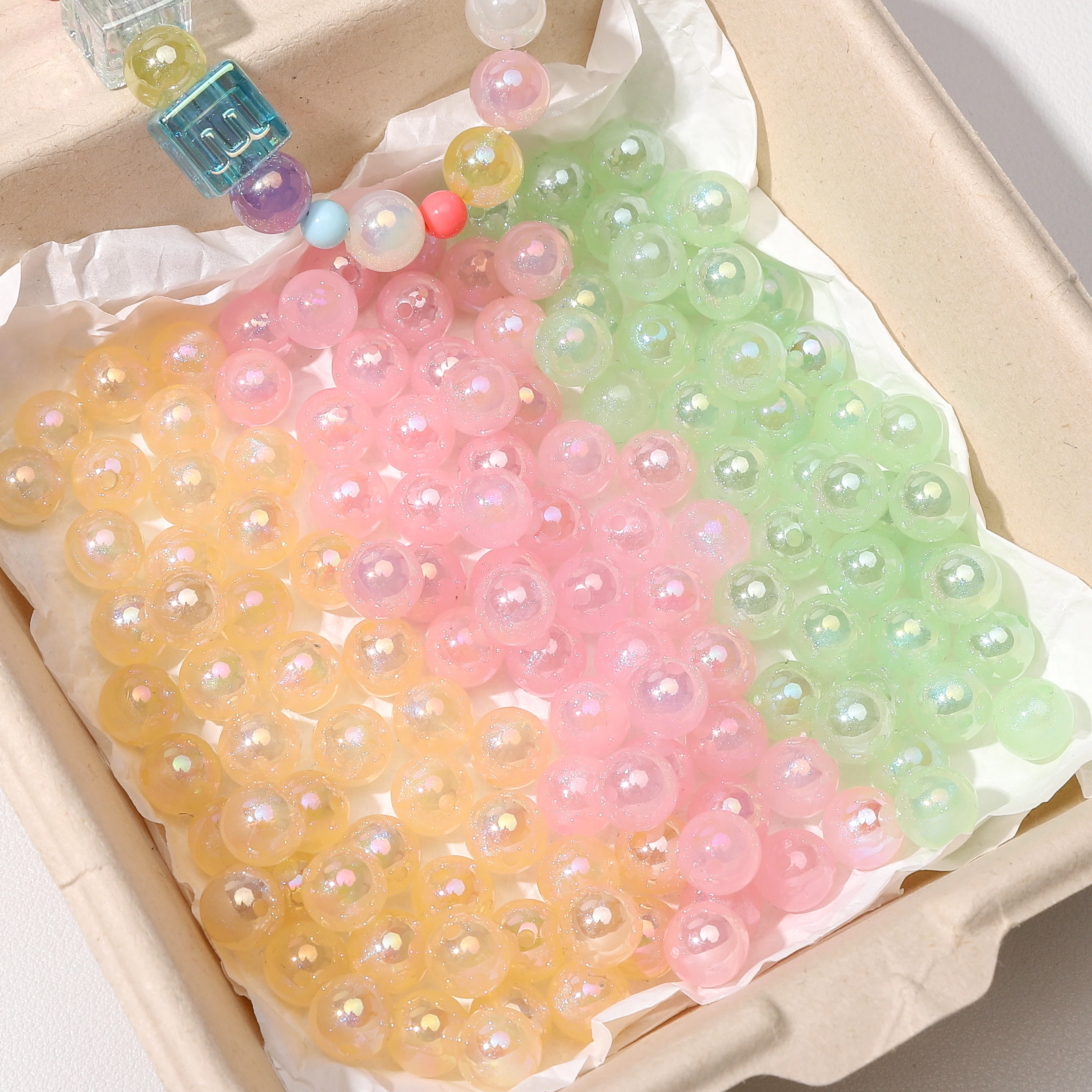 20-50pcs Acrylic UV Colorful Round Beads 10mm Hole 1.7mm  Various Colors DIY Jewelry Making for Phone Case Bracelets Necklaces