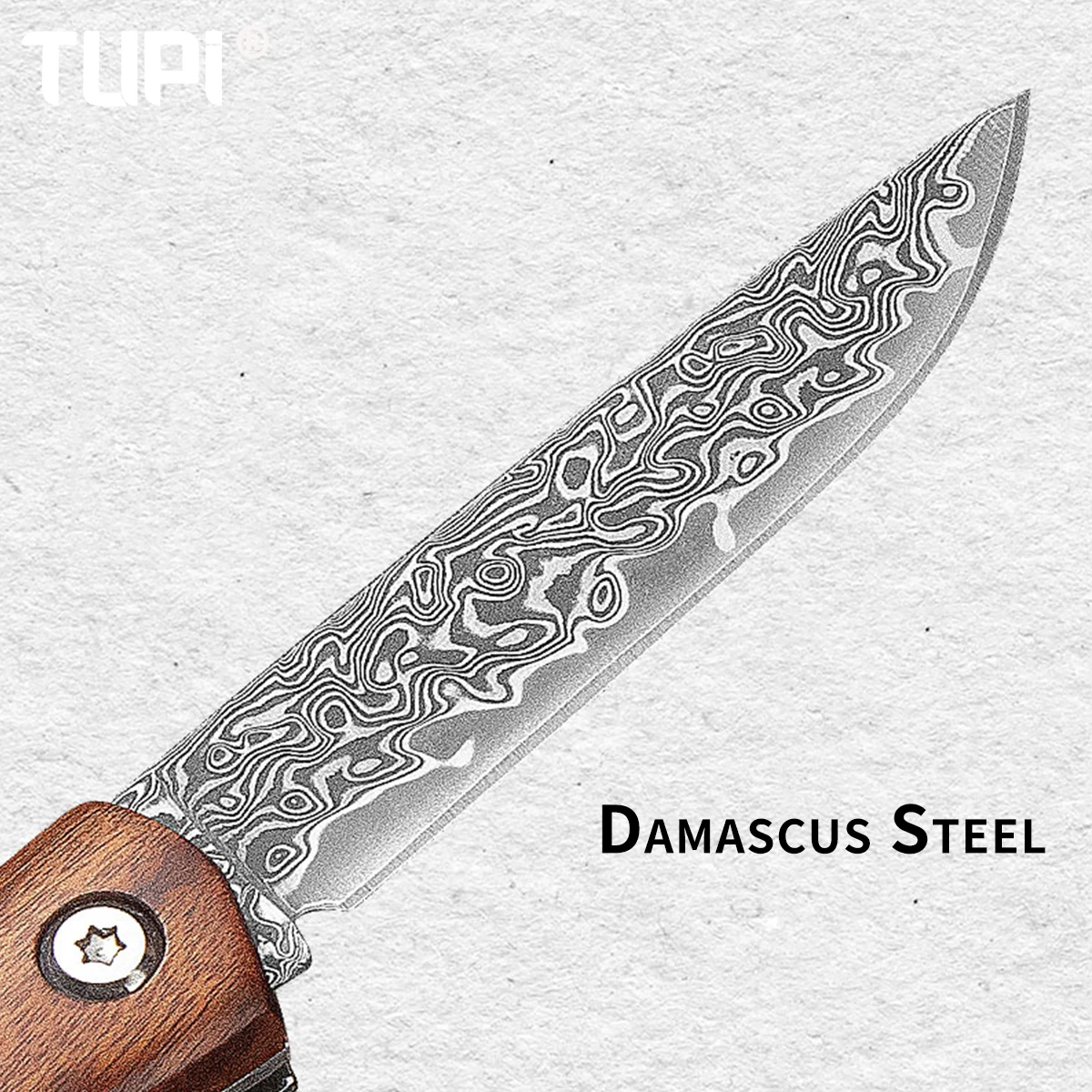 

TUPI Damascus Steel Tactical Knife Set | Camping Survival & Slicing/Boning Tool | Compact Red Sandalwood Grip